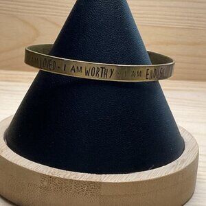 Brass Inspirational Cuff Bracelet With "I Am Loved I Am Worthy I Am Enough" Engr